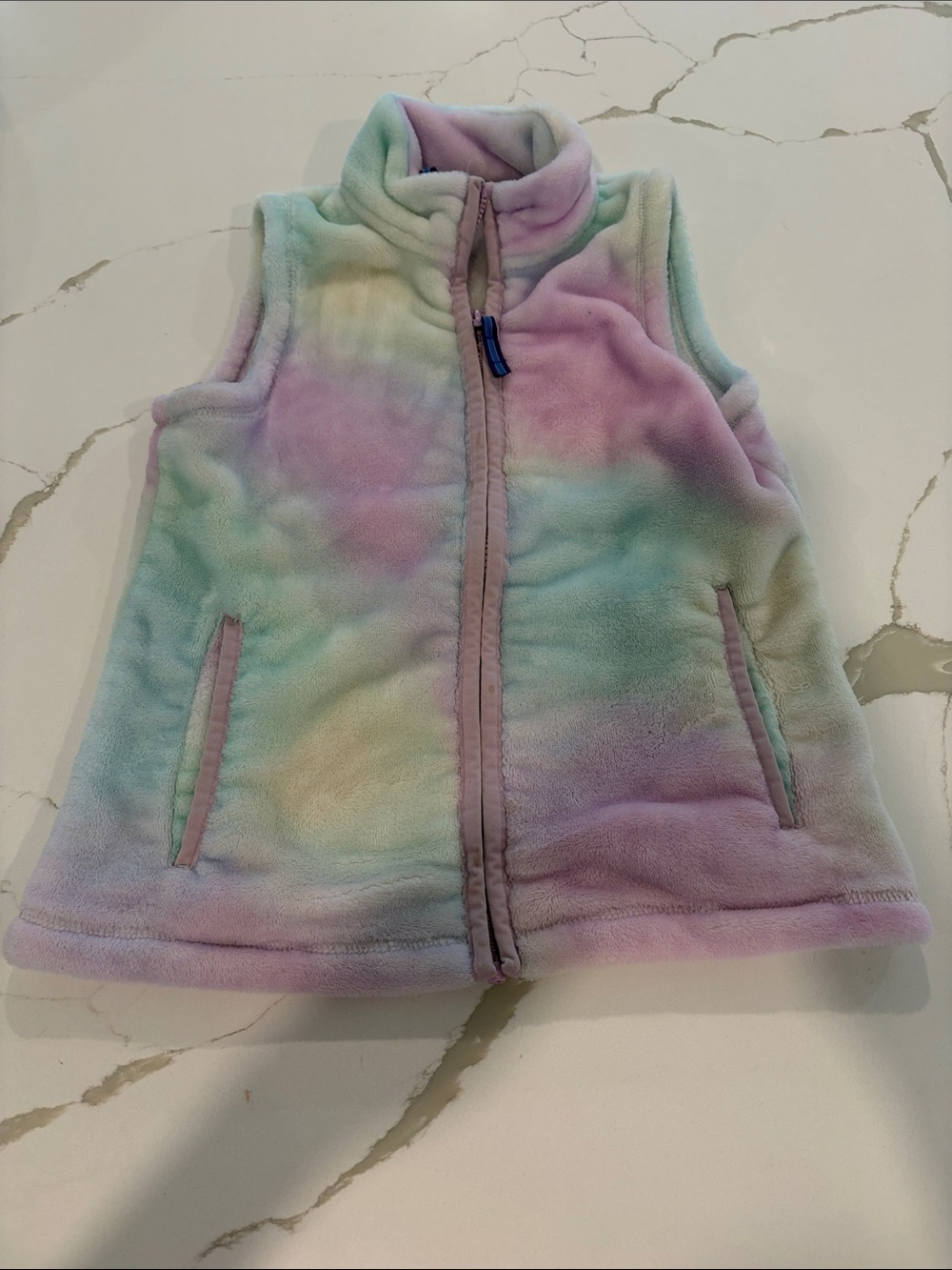 Lands' End Pastel Tie-Dye Fleece Vest - Mint, Lavender, Yellow, Pink